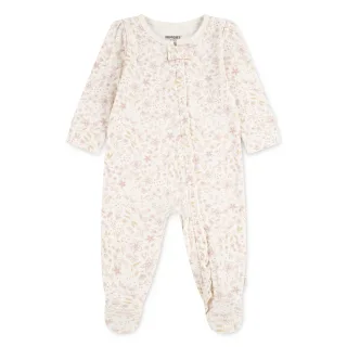 HUGGIES babywear Strampler "HUGG FOOTED COVERALL" Verdeckter Reißverschluss mit Kinnschutz und floralem Muster