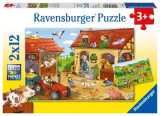 Ravensburger Kinderpuzzle 07560 - Fleißig auf dem Bauernhof [2 x 12 Teile]