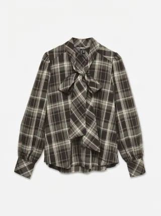 VERO MODA - VMSANITA LS TIE SHIRT WVN EXP Braun - Gr. - S