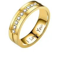 Taffstyle Fingerring Edelstahl Ring I Love You Gold (mit Kristalle) Größe 60 (19.1) (Freundschaftsring Paarring Partnerring Ehering Trauring Hochzeitsring), vergoldet Verlobungsring Partnerring Liebesring Herrenring Damenring
