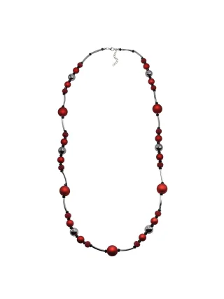 Steuer Modeschmuck Kette Metall Acryl schwarz rot