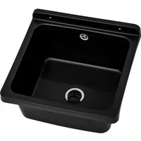 Lavre Waschbecken RIVA, Kunststoff Spülbecken Ausgussbecken schwarz mit Siphon 40x38x22,8 cm