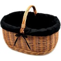 MyBer® Einkaufskorb Weidenkorb Korb geflochten 52/37/21(40)cm, Stabiler Tragekorb aus Weide braun mit Stoffeinlage