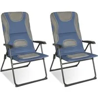 HOMECALL Campingstuhl Hochlehner Gartenstuhl Klappstühle Gepolstert Faltstuhl Balkonstuhl (Belastbar 150KG, mit 5-Fach Verstellbare lehne, 2 St)