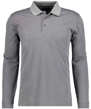 RAGMAN - Poloshirt langarm Silber - Gr. - XXL