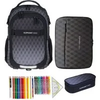 ELEPHANT Schulrucksack Hero Signature Schultasche Digital Ready Set (4 Teile Schulrucksackset, 4-tlg., inkl. Mäppchen Box + Laptop Hülle Sleeve + 31 Teile Stifte), Rucksack Schulmappe Jungen Mädchen +rmlv