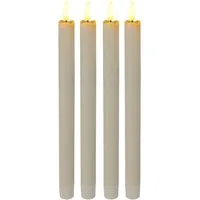 H&S Collection LED-Kerze Stabkerze elfenbein: Echtwachs-Optik Ø2x25cm, Fernbedienung, Timer (4-tlg), (on/off & Timerfunktion)