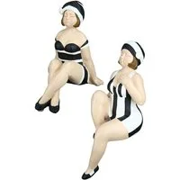 GILDE Dekoobjekt 2tlg. Poly Figur "Becky" schwarz/weiß Kantensitzer