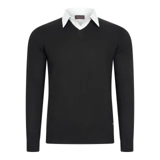 Cappuccino Italia Mock Pullover für Herren. Der Mock Pullover besteht aus 50% Baumwolle und 50% Acryl und hat eine normale Passform. Der Pullover hat einen Hemdkragen, der an den Pullover angenäht ist. Marke: Cappuccino ItaliaModellname: Mock Pullove