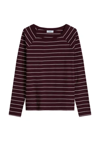 Marc OPolo DENIM - Gestreiftes Longsleeve relaxed Dark Red - Gr. - M