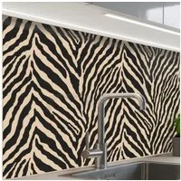KitchenYeah Küchenrückwand Muster selbstklebend (keine Folie) Zebra - Klassisch - Schwarz, (1-tlg), Spritzschutz, Küche, Rückwand, Küchenwand, Küchenfront, 30x20 cm