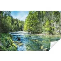 Wallarena Fototapete Wasserfall Wald - Mehrfarbig - Modern - Vlies - Wohnzimmer, glatt, (4 St), 200x140cm