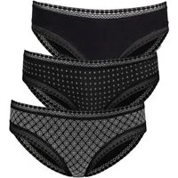 LASCANA Bikinislip (3er-Pack) aus elastischer Baumwolle mit weicher Spitze