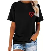 Banco T-Shirt Damen Kurzarm Love Liebe Herz Unifarben Premium T-Shirt