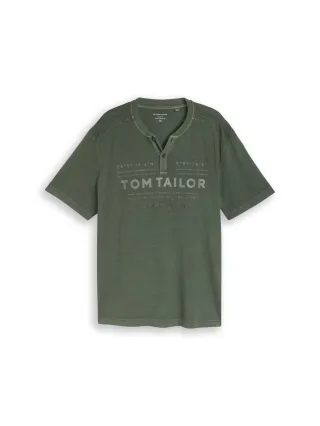 Tom Tailor - Plus Size - Henley T-Shirt im Used-Look deep leaf green - Gr. - 4XL