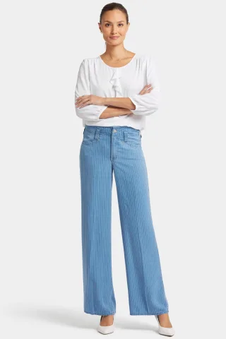 High Rise Teresa Weite Jeans Hellblaue Streifen Premium-Denim