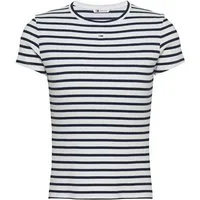 Tommy Jeans Kurzarmshirt TJW ESSENTIAL RIB SHORT SLEEVE EXT Baumwollmischung in gerippter Struktur, Slim Fit