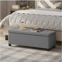 HOMCOM Sitzbank mit Stauraum (Polsterhocker, 1-St., Aufbewahrungs-Hocker), für Wohnzimmer, Schlafzimmer, Grau