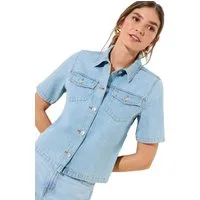 Friends Like These Jeansbluse Friends Like These verkürztes Denim-Button-up-Hemd (1-tlg)