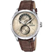 Festina Multifunktionsuhr Retro F16573/9, Armbanduhr, Quarzuhr, Herrenuhr, Lederarmband, Datum