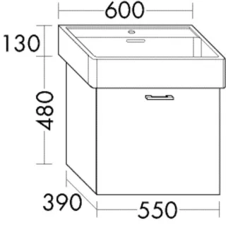 Burgbad Waschtischunterschrank System 30 Preisgruppe 4 Sana 480x550x390 Steingrau Hochglanz WVZW055F6564