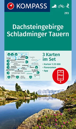 KOMPASS Wanderkarten-Set 293 Dachsteingebirge Schladminger Tauern (3 Karten) 1:25.000: mit Panoramen inklusive Karte zur offline Verwendung in der KOMPASS-App. Fahrradfahren. Skitouren.