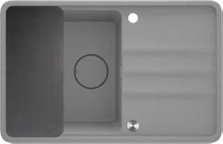 Neuesbad 1-Becken Granitspüle mit Abtropffläche 780x550X229, Grau Metallic, mit SPACE SAVER NB1DEZKMS1131
