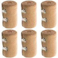 FIGO Bandage 6x Elastikbandage Beige, 75mm x 1150mm – Flexibler Halt (Set, 6-tlg., Elastikbandage), Fixierbandage Fixierbinde Sportbandage Kompressionsbinde Sportbinde
