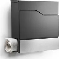 NewHabitat Briefkasten Moderner Wandbriefkasten "Tokio" mit Zeitungsfach, Anthrazit RAL7016 (Komplettset, Modell: Tokio), Rostfrei
