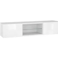 Raumhirsch Furniture Lowboard TV Schrank, TV-Möbel, Fernsehschrank, TV-Kommode (Maße: 160,2 x 30 x 40 cm (2 Klappfächer, 2 Ablagefächer, 1 Glasablage), viele Farbvarianten), Push-to-Open-System, Hängende Konstruktion, mit LED-Beleuchtung