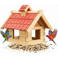 Mucola Vogelhaus Vogelhaus Vögelhäuschen Holz Vogelfutterhaus XXL Vogelvilla, Dachschindeln und Haus sind lasiert