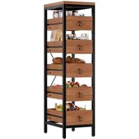 GarveeMore Küchenregal 5-stöckiges mit 5 ausziehbaren Schubladen für Obst und Gemüse, praktisches Regal für Küche, Wohnzimmer, Badezimmer und Supermarkt