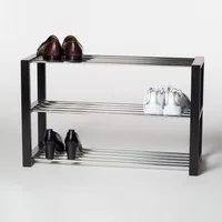 Möbel Akut Schuhregal Schuhregal Luis 3 schwarz verchromte Stangen 12 Paar Schuhe