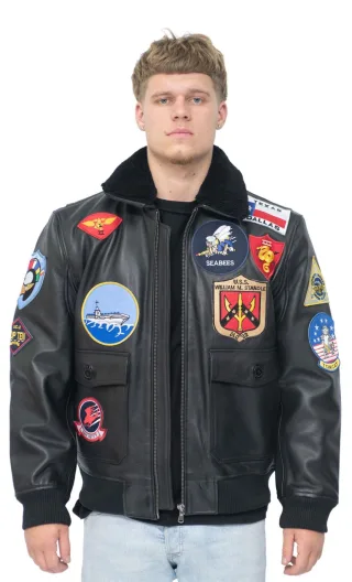 Herren Top Gun A2 Leder Bomberjacke-San Diego