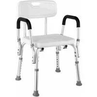 TLGREEN Duschstuhl mit Abnehmbarer Rückenlehne und Armlehne, 6-stufige Verstellung(39-52 cm),Sicher duschen für Senioren & Menschen