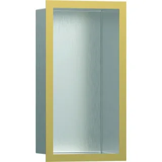 hansgrohe XtraStoris Wandnische 56094990 30x15x10cm, mit Designrahmen, Edelstahl gebürstet, polished gold optic