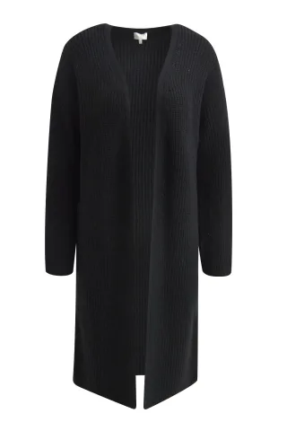 Milano Italy - long open cardigan + 1/1 sleeves black - Gr. - XS