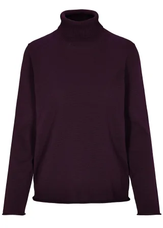 CLARINA - Rollkragen-Pullover, 1/1 Arm aubergine - Gr. - 40