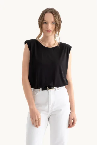 Rundhals Rohkante Ärmelloses Tanktop