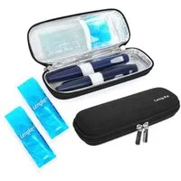 LuxusKollektion Kühltasche Insulin Kühltasche 2 Kühlakkus EpiPen Spritzen Diabetes Schwarz