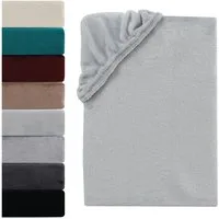 Visaggio Spannbettlaken Cashmere Touch Winter Spannbetttuch Super Soft Bettlaken, Nicki, Gummizug: rundum, Flauschig warmes Teddyplüsch, Einfarbig