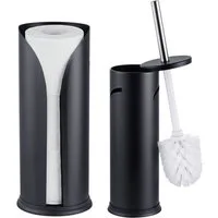 relaxdays WC-Garnitur Badezimmer Set Rollenhalter & WC-Bürste, schwarz