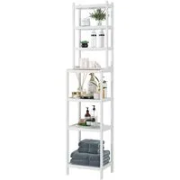 Homfa Badregal, 2-IN-1 Design, Standregal Schmal mit 7 Ablagen 160x36x28cm