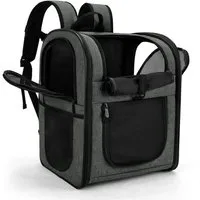 LuxusKollektion Tiertransporttasche Haustier Rucksack Tragetasche faltbar für Hunde Katzen 2-12kg Grau