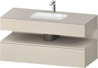 Duravit Qatego Einbauwaschtisch mit Konsolenwaschtischunterbau Taupe Supermatt 1200x550x600 mm - QA4 QA4787083830010