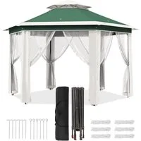 GarveeMore Pavillon Gartenpavillon 400x400 cm Partyzelt Gartenzelt, mit 6 Seitenteilen, Wasserdicht,Windfest, Sonnenschutz,Seitenteile mit Reißverschluss