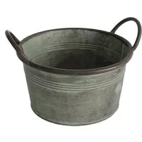 colourliving Blumentopf Pflanztopf Zinktopf Old Green 24cm Ø rund (1 St), langlebig, dekorativ, handbemalt