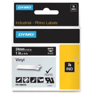 Dymo Rhino 6000+ Vinyl 24 mm x 5,5 m weiß auf schwarz