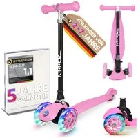 KINNAZ Dreiradscooter ab 2 Jahre LED, faltbar, Höhe flexibel, Kinderoller, Scooter, Roller, (Kinderroller, kinnaz ONE), Händler aus Hamburg