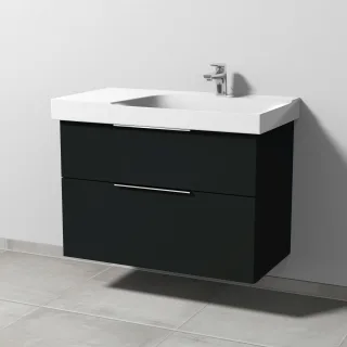 Sanipa 3way Waschtischunterbau zu Geberit Xeno2 Waschtisch mit 2 Auszügen, Vulkan-Matt UP6631V